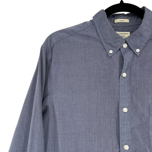 J.Crew Mens Slim Fit Blue Cotton Button-Up Shirt Size Medium - Picture 4 of 11